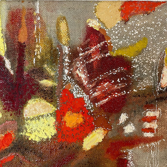 L'Aventure Rouge, 2022, 5 x 5 in, oil on Belgian linen